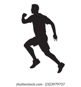 running figure black and white vector illustration 