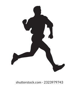 running figure black and white vector illustration 