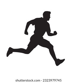running figure black and white vector illustration 