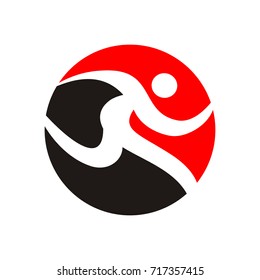 Running figure logo design template vector