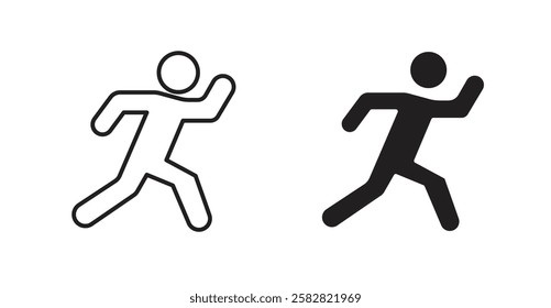 Running filled and outlined icons vectors on white background