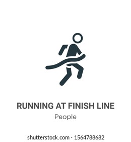 Running at finish line vector icon on white background. Flat vector running at finish line icon symbol sign from modern people collection for mobile concept and web apps design.