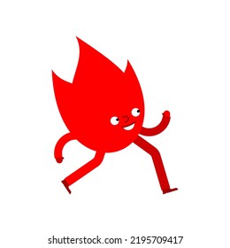 Running fire cartoon. Flame run isolated.