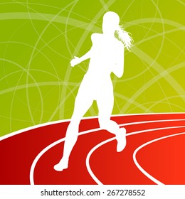Running fitness woman sprinting and training for marathon