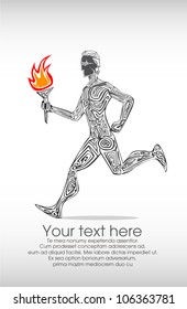 Running with flame background