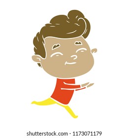 running flat color style cartoon man