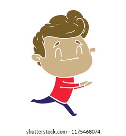 running flat color style cartoon man