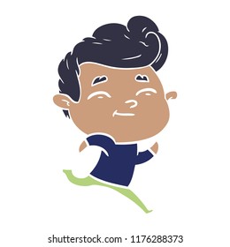 running flat color style cartoon man