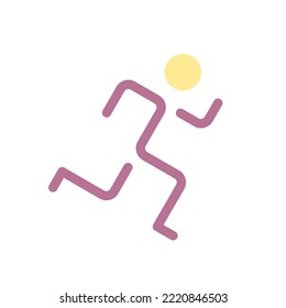 Running flat color ui icon. Active lifestyle. Healthy habit. Jogging practice. Regular workouts. Simple filled element for mobile app. Colorful solid pictogram. Vector isolated RGB illustration