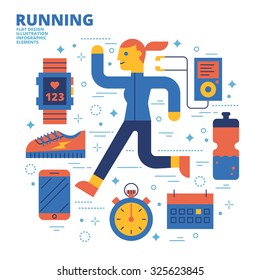 Running, Flat Design, Illustration