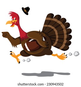 Running Football cartoon turkey EPS 10 vector illustration