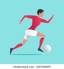 Running football player with a ball. Vector illustration