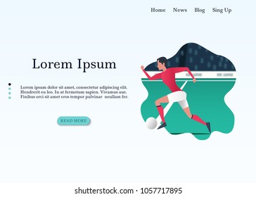 Running football player with a ball. Vector illustration