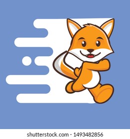 running fox character mascot logo design