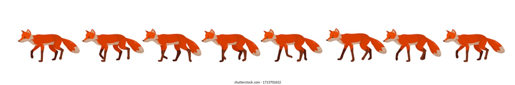 Running fox, collectoin of frames for 2d animation