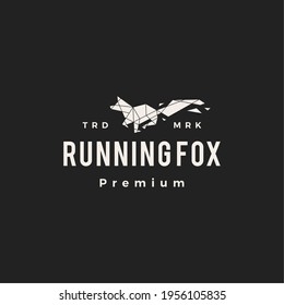 running fox geometric hipster vintage logo vector icon illustration