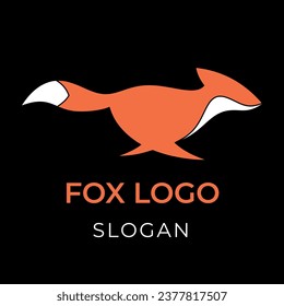 Running fox logo design vector file, fox illustration, minimal logo design, animal vector file, fox vector template