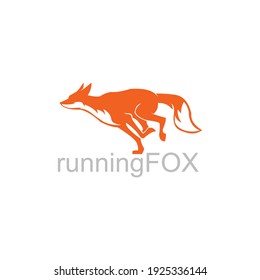 Running Fox Logo, Orange Silhouette Of Fox Vector Illustrations