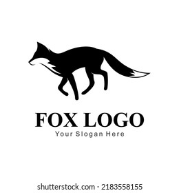 Running Fox Logo Silhouette Vector