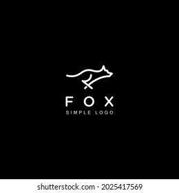 running fox logo vector line art monoline icon