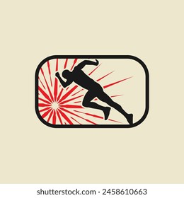 Running frame logo line art vector graphic of illustration