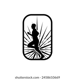 Running frame logo line art vector graphic of illustration