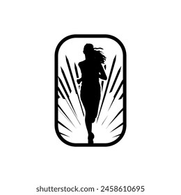 Running frame logo line art vector graphic of illustration