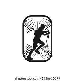 Running frame logo line art vector graphic of illustration