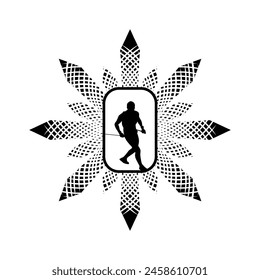 Running frame logo line art vector graphic of illustration