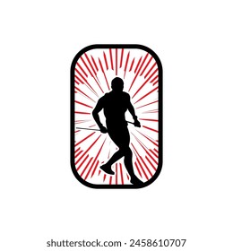 Running frame logo line art vector graphic of illustration