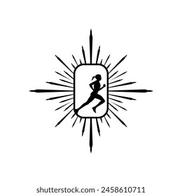 Running frame logo line art vector graphic of illustration