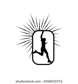 Running frame logo line art vector graphic of illustration