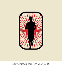 Running frame logo line art vector graphic of illustration