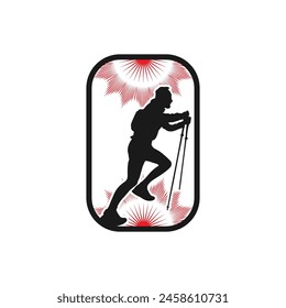 Running frame logo line art vector graphic of illustration