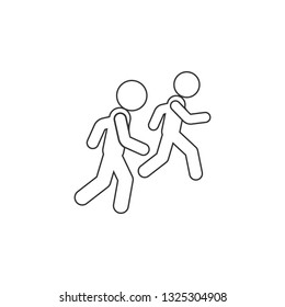 Running with a friend icon. Simple thin line, outline vector of Friendship icons for UI and UX, website or mobile application