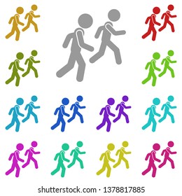 Running with a friend multi color icon. Simple glyph, flat vector of Friendship icons for UI and UX, website or mobile application