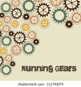 running gears over beige background. vector illustration