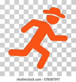 Running Gentleman icon. Vector illustration style is flat iconic symbol, orange color, transparent background. Designed for web and software interfaces.