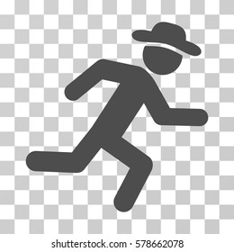 Running Gentleman icon. Vector illustration style is flat iconic symbol, gray color, transparent background. Designed for web and software interfaces.