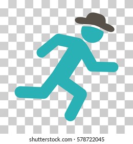 Running Gentleman icon. Vector illustration style is flat iconic bicolor symbol, grey and cyan colors, transparent background. Designed for web and software interfaces.