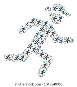 Running Gentleman illustration combined in the figure of running gentleman elements. Vector iconized composition done from simple design elements.