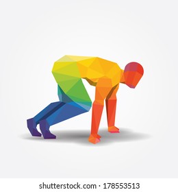 Running geometric concept design color Illustration vector.