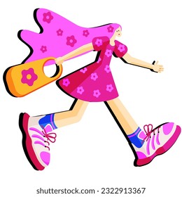 running girl with a bag