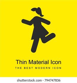 Running girl bright yellow material minimal icon or logo design