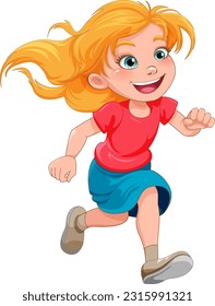 Running girl cartoon character illustration