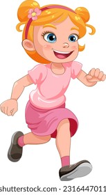 Running girl cartoon character illustration