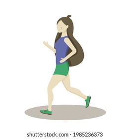 a running girl. the girl is engaged in sports. sport girl