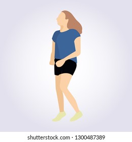 Running girl. Flat style vector character illustration isolated on white background