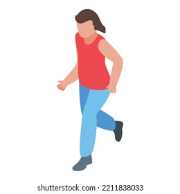 Running girl icon isometric vector. Woman sport. Exercise marathon