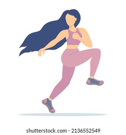 running girl with long hair vector illustration